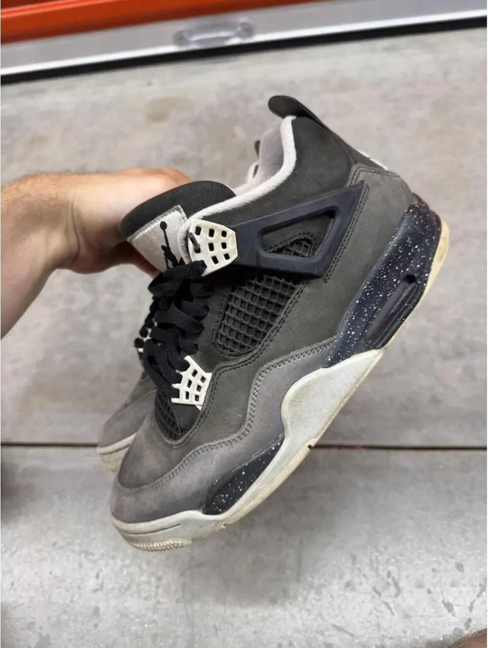 nike air jordan 4 retro fear black and grey basketball gym shoes size 10.5 MENS
